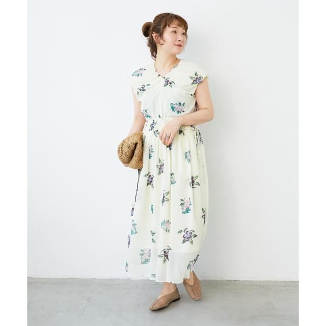 ルクールブラン（le．coeur blanc）/《WEB/一部店舗限定アイテム》KAZUMIDOIボタニカルギャザーワンピース