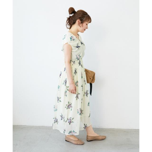 ルクールブラン（le．coeur blanc）/《WEB/一部店舗限定アイテム》KAZUMIDOIボタニカルギャザーワンピース