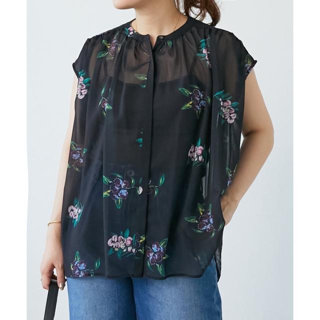 ルクールブラン（le．coeur blanc）/《WEB/一部店舗限定》KAZUMIDOIボタニカルノースリギャザーブラウス