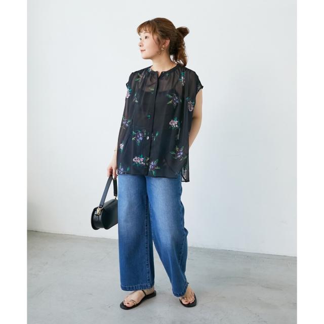 ルクールブラン（le．coeur blanc）/《WEB/一部店舗限定》KAZUMIDOIボタニカルノースリギャザーブラウス