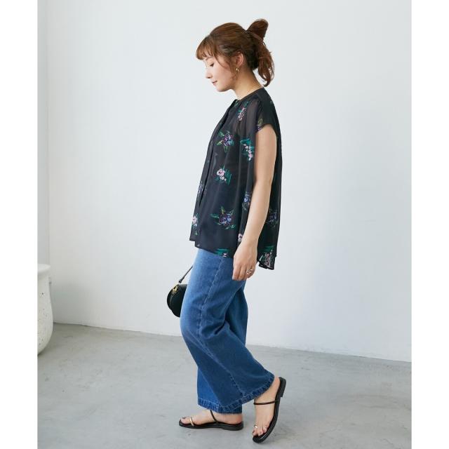 ルクールブラン（le．coeur blanc）/《WEB/一部店舗限定》KAZUMIDOIボタニカルノースリギャザーブラウス