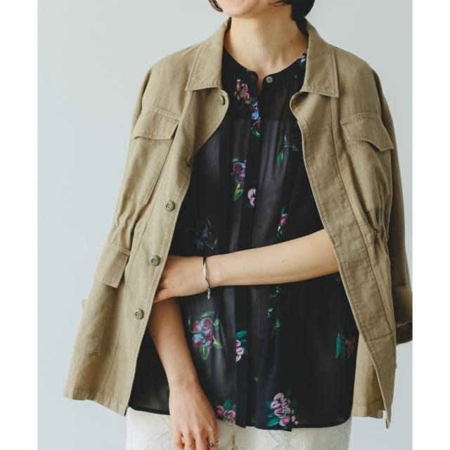 ルクールブラン（le．coeur blanc）/《WEB/一部店舗限定》KAZUMIDOIボタニカルノースリギャザーブラウス