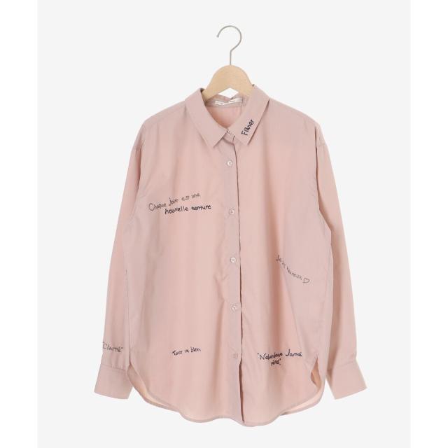 ルクールブラン（le．coeur blanc）/《WEB限定アイテム》レタリング刺繍シャツ