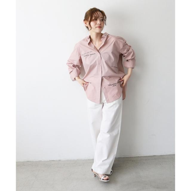 ルクールブラン（le．coeur blanc）/《WEB限定アイテム》レタリング刺繍シャツ