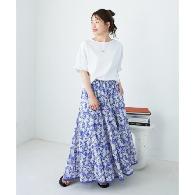 ルクールブラン（le．coeur blanc）/《手洗い可能》Fanaka別注バイカラーフラワースカート