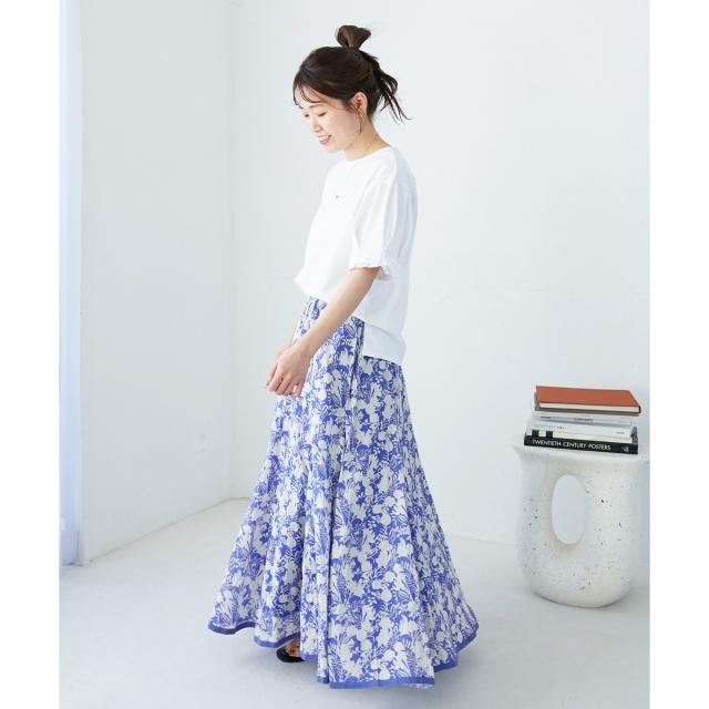 ルクールブラン（le．coeur blanc）/《手洗い可能》Fanaka別注バイカラーフラワースカート