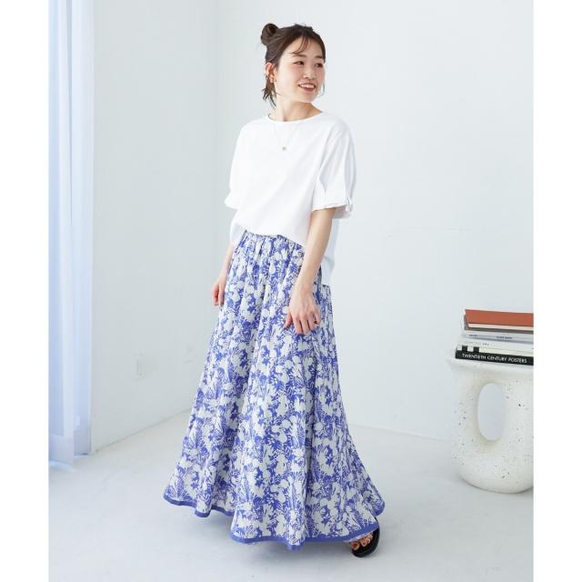 ルクールブラン（le．coeur blanc）/《手洗い可能》Fanaka別注バイカラーフラワースカート