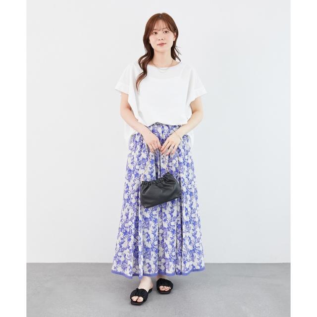 ルクールブラン（le．coeur blanc）/《手洗い可能》Fanaka別注バイカラーフラワースカート