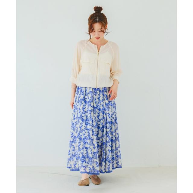 ルクールブラン（le．coeur blanc）/《手洗い可能》Fanaka別注バイカラーフラワースカート