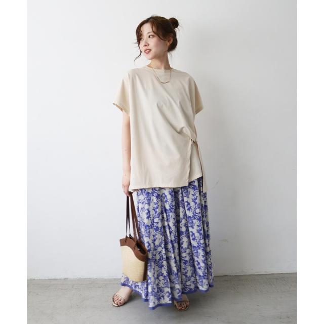 ルクールブラン（le．coeur blanc）/《手洗い可能》Fanaka別注バイカラーフラワースカート