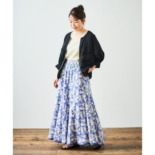 ルクールブラン（le．coeur blanc）/《手洗い可能》Fanaka別注バイカラーフラワースカート