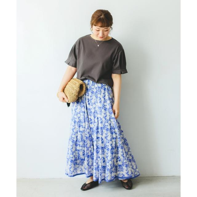 ルクールブラン（le．coeur blanc）/《手洗い可能》Fanaka別注バイカラーフラワースカート