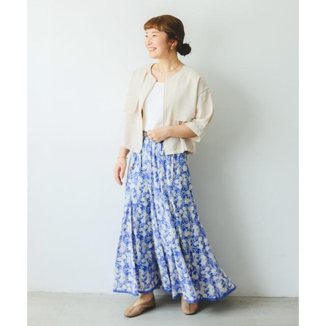 ルクールブラン（le．coeur blanc）/《手洗い可能》Fanaka別注バイカラーフラワースカート