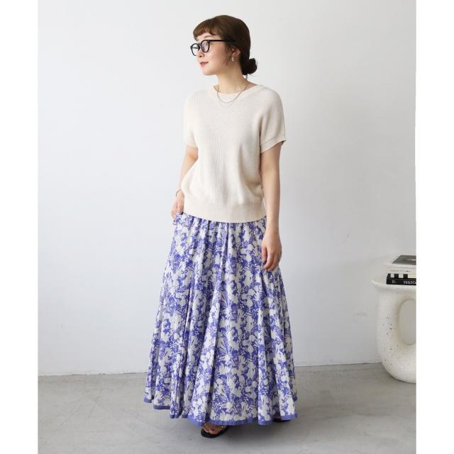 ルクールブラン（le．coeur blanc）/《手洗い可能》Fanaka別注バイカラーフラワースカート