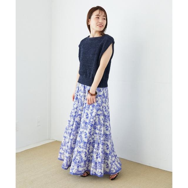 ルクールブラン（le．coeur blanc）/《手洗い可能》Fanaka別注バイカラーフラワースカート