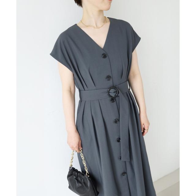 ルクールブラン（le．coeur blanc）/《WEB限定アイテム》リネンライクフロントボタンワンピース