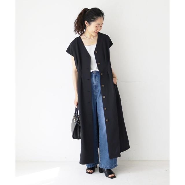 ルクールブラン（le．coeur blanc）/《WEB限定アイテム》リネンライクフロントボタンワンピース