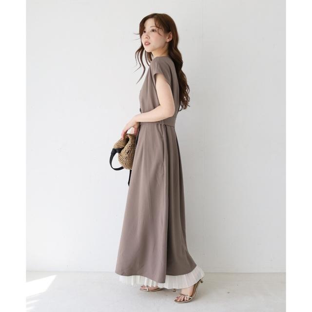 ルクールブラン（le．coeur blanc）/《WEB限定アイテム》リネンライクフロントボタンワンピース