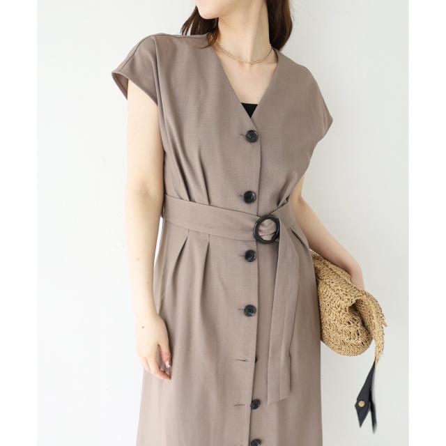 ルクールブラン（le．coeur blanc）/《WEB限定アイテム》リネンライクフロントボタンワンピース