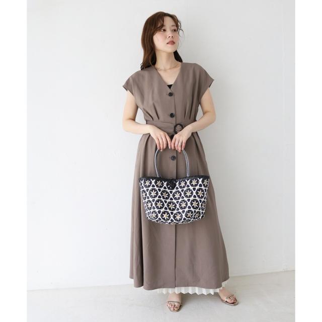 ルクールブラン（le．coeur blanc）/《WEB限定アイテム》リネンライクフロントボタンワンピース