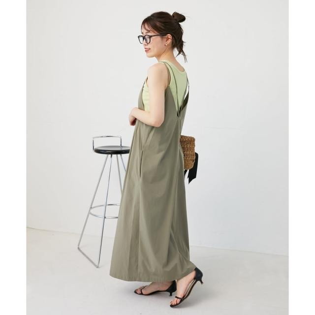 ルクールブラン（le．coeur blanc）/ナイロンVネックキャミワンピース