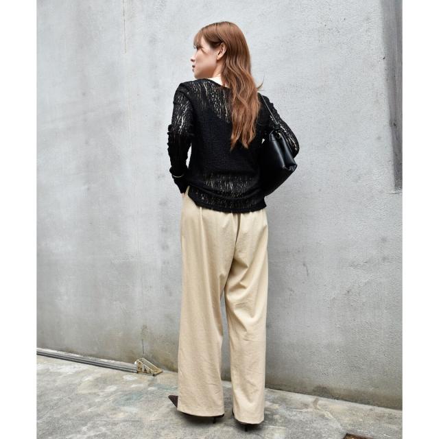 ルクールブラン（le．coeur blanc）/《手洗い可能》RNストレッチセミワイドタックパンツ