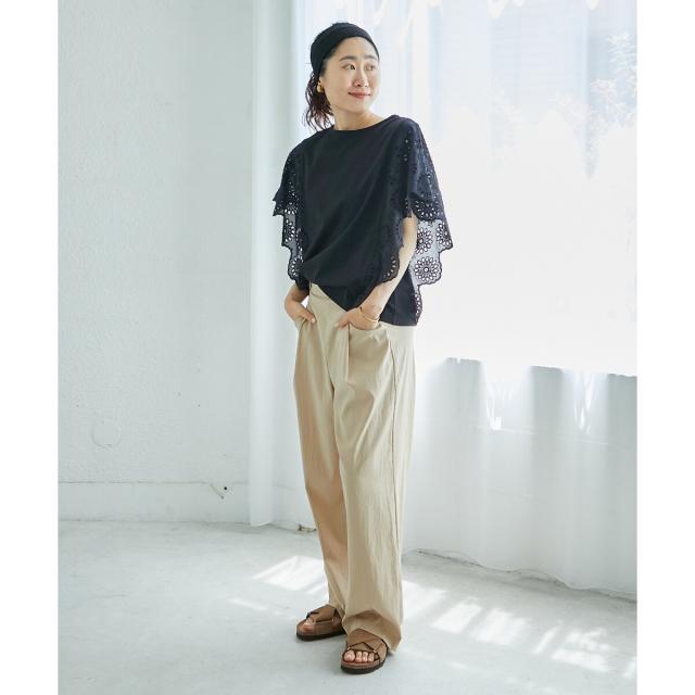 ルクールブラン（le．coeur blanc）/《手洗い可能》RNストレッチセミワイドタックパンツ