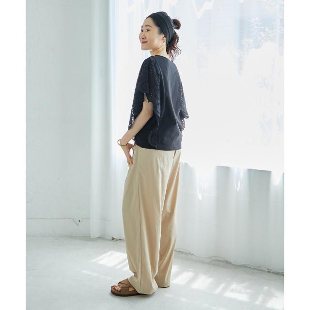 ルクールブラン（le．coeur blanc）/《手洗い可能》RNストレッチセミワイドタックパンツ