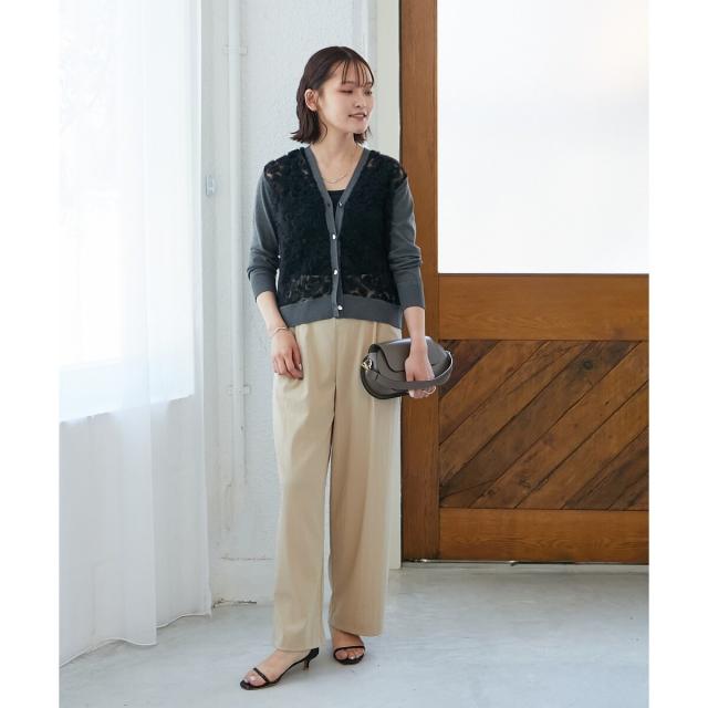 ルクールブラン（le．coeur blanc）/《手洗い可能》RNストレッチセミワイドタックパンツ