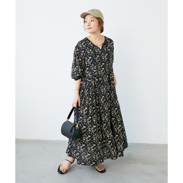 ルクールブラン（le．coeur blanc）/フラワーモチーフスキッパーワンピース