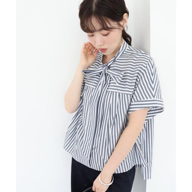 ルクールブラン（le．coeur blanc）/《手洗い可能》ストライプドルマンボウタイシャツ