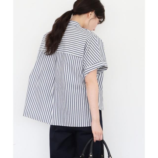 ルクールブラン（le．coeur blanc）/《手洗い可能》ストライプドルマンボウタイシャツ