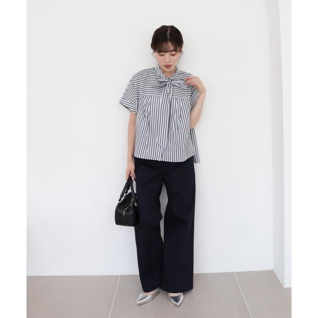 ルクールブラン（le．coeur blanc）/《手洗い可能》ストライプドルマンボウタイシャツ