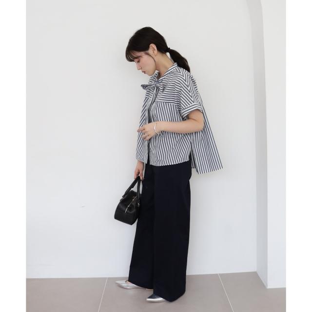 ルクールブラン（le．coeur blanc）/《手洗い可能》ストライプドルマンボウタイシャツ