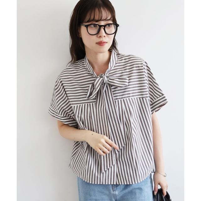 ルクールブラン（le．coeur blanc）/《手洗い可能》ストライプドルマンボウタイシャツ