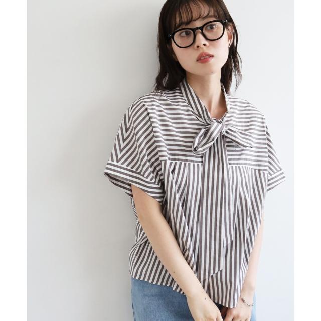 ルクールブラン（le．coeur blanc）/《手洗い可能》ストライプドルマンボウタイシャツ