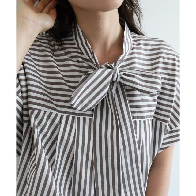 ルクールブラン（le．coeur blanc）/《手洗い可能》ストライプドルマンボウタイシャツ