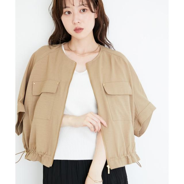 ルクールブラン（le．coeur blanc）/《シワになりにくく速乾性》ドビークロスドロストブルゾン