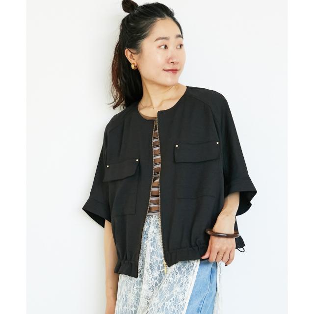 ルクールブラン（le．coeur blanc）/《シワになりにくく速乾性》ドビークロスドロストブルゾン