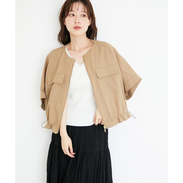 ルクールブラン（le．coeur blanc）/《シワになりにくく速乾性》ドビークロスドロストブルゾン