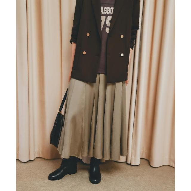 ルクールブラン（le．coeur blanc）/《手洗い可能》フィブリルサテンパネルプリーツスカート