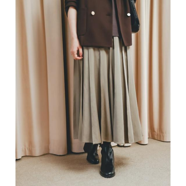 ルクールブラン（le．coeur blanc）/《手洗い可能》フィブリルサテンパネルプリーツスカート