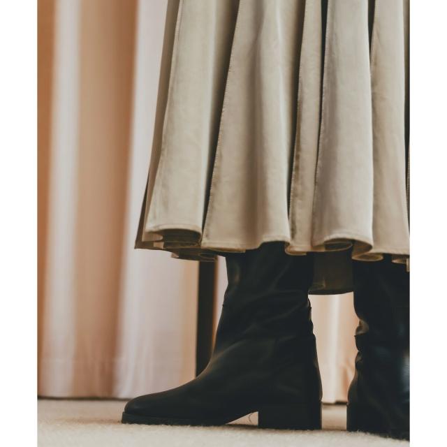 ルクールブラン（le．coeur blanc）/《手洗い可能》フィブリルサテンパネルプリーツスカート