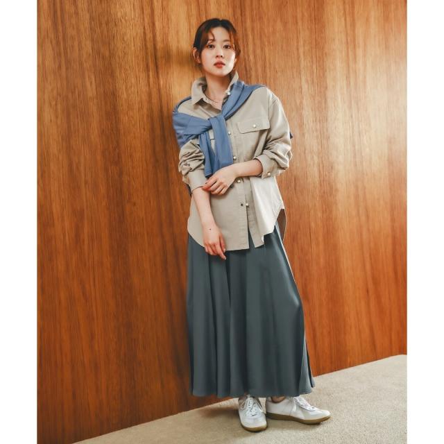 ルクールブラン（le．coeur blanc）/《手洗い可能》フィブリルサテンパネルプリーツスカート