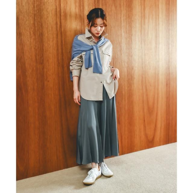 ルクールブラン（le．coeur blanc）/《手洗い可能》フィブリルサテンパネルプリーツスカート