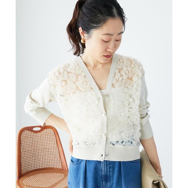 ルクールブラン（le．coeur blanc）/《手洗い可能》チュール刺繍V