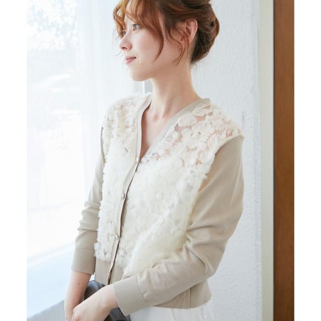 ルクールブラン（le．coeur blanc）/《手洗い可能》チュール刺繍V