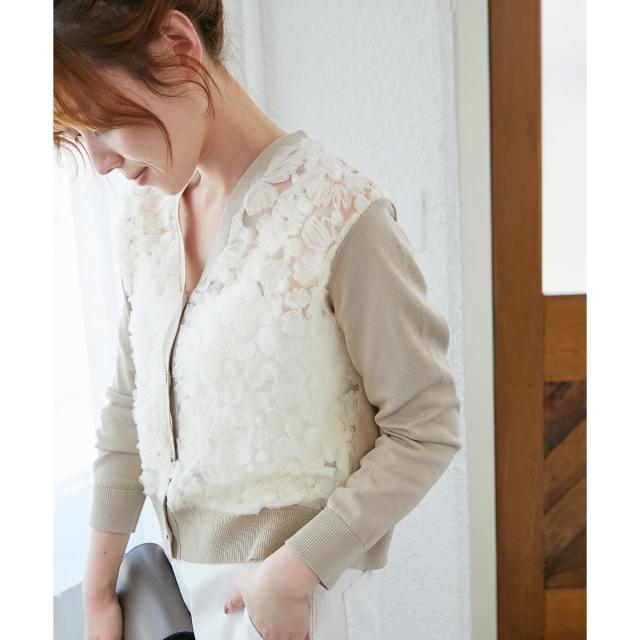 ルクールブラン（le．coeur blanc）/《手洗い可能》チュール刺繍V