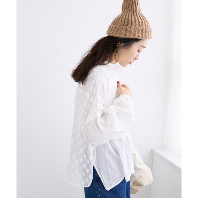 ルクールブラン（le．coeur blanc）/《手洗い可能》Fanakaミックス刺しゅうレースブラウス