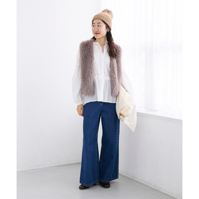 ルクールブラン（le．coeur blanc）/《手洗い可能》Fanakaミックス刺しゅうレースブラウス